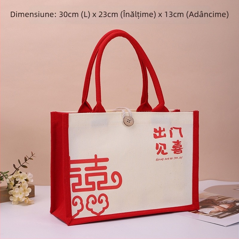 Geantă Tote din pânză și iută, logo imprimat UV, design personalizabil