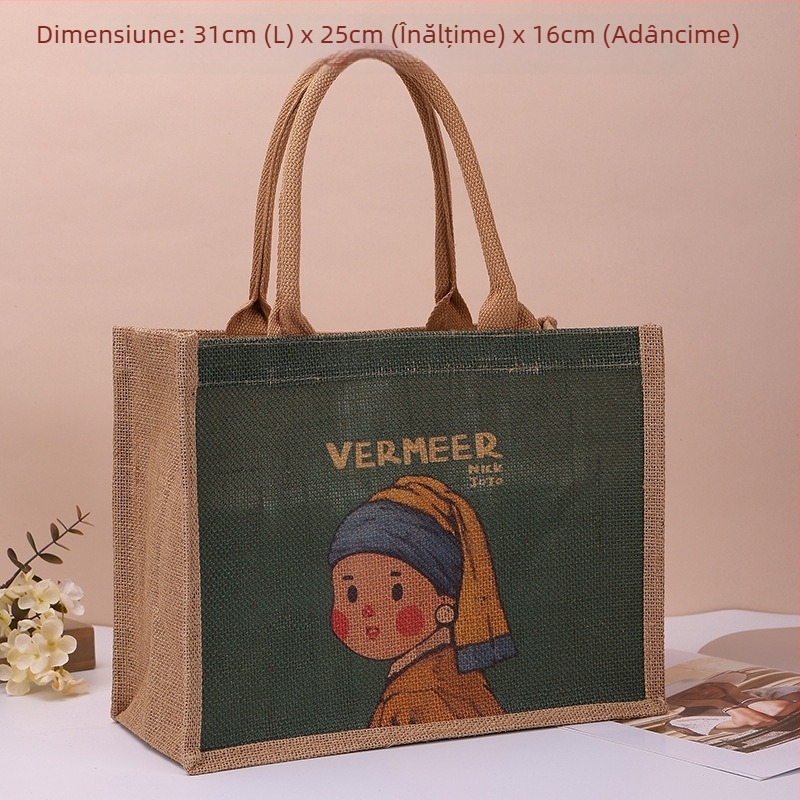 Geantă Tote din pânză și iută, logo imprimat UV, design personalizabil