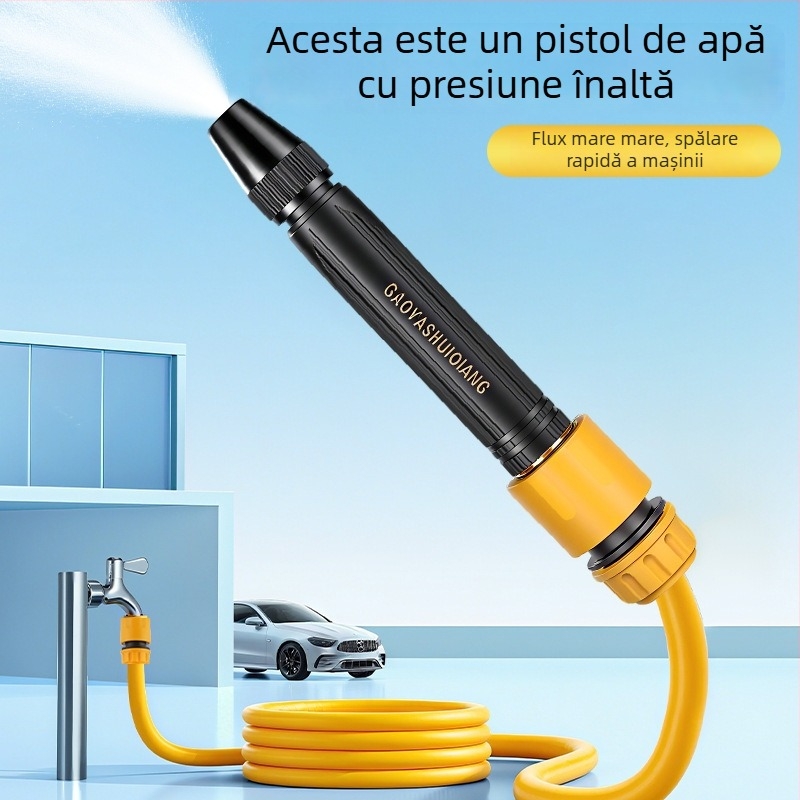 Pistol cu apă cu presiune înaltă pentru spălarea mașinii și udarea plantelor, corp din plastic, cuplaj din aliaj de aluminiu, mâner drept, modelul 3987