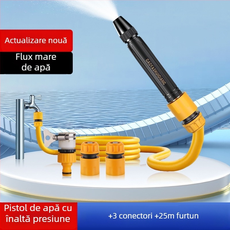 Pistol cu apă cu presiune înaltă pentru spălarea mașinii și udarea plantelor, corp din plastic, cuplaj din aliaj de aluminiu, mâner drept, modelul 3987