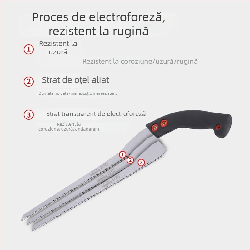 Ferăstrău de grădină pentru tăierea pomilor fructiferi, lucrări în lemn, lamă din oțel SK5, design Phoenix Tail