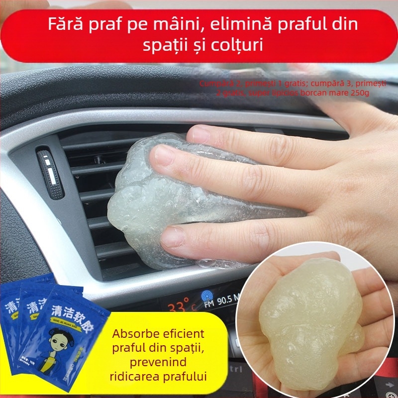 Pastă de curățare moale, adhezivă pentru interiorul mașinii – îndepărtarea prafului din spații și colțuri