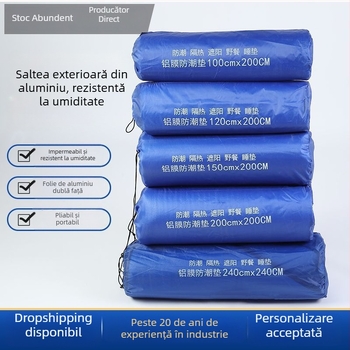 Saltea din folie de aluminiu, 240×240 cm, cu două fețe, împotriva umezelii, pentru picnic, plajă și camping