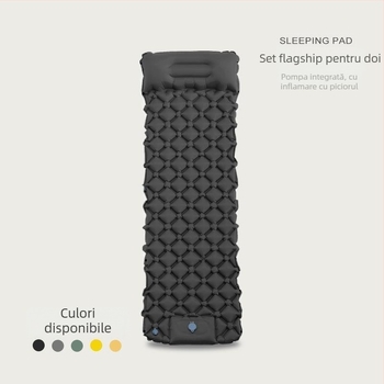 Saltea de dormit gonflabilă pentru camping, nylon, pentru 1 persoană, anti-alunecare și rezistentă la umezeală