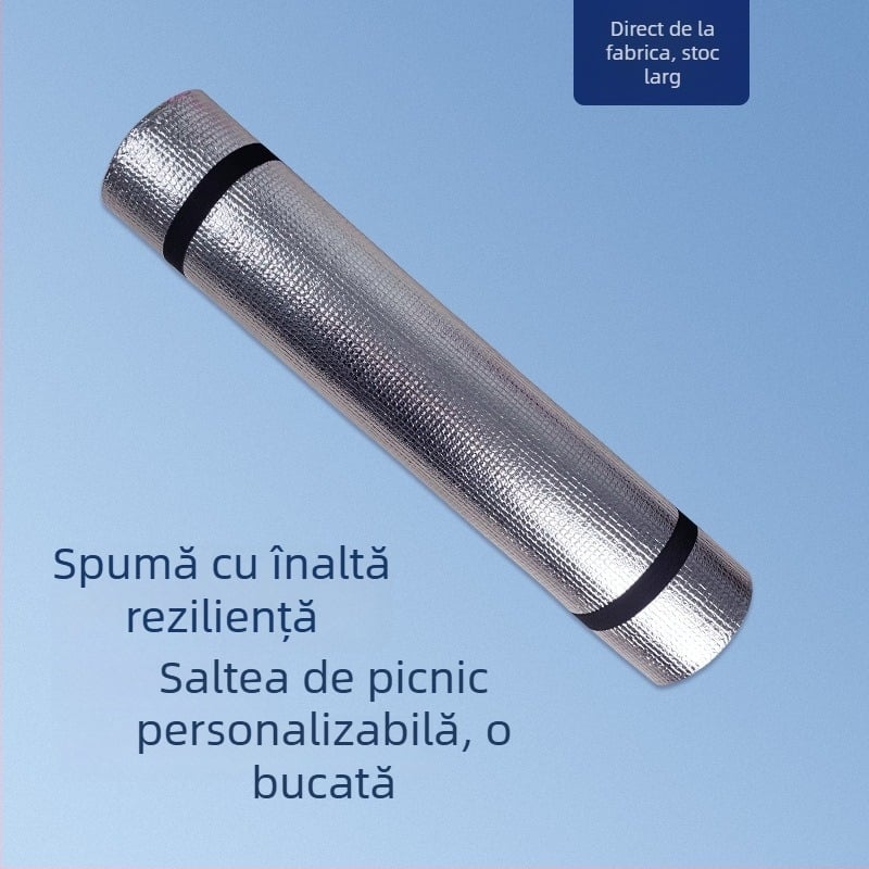 Saltea de picnic din spumă EVA - impermeabilă, cu folie de aluminiu pe o singură față, țesătură EVA, modelul 002, pentru 1–2 persoane