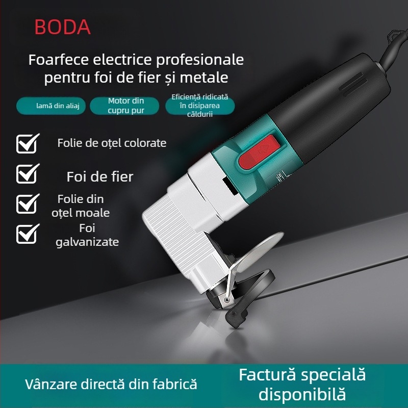Boda Foarfecă electrică pentru oțel inoxidabil, 220V, alimentare la priză, compatibilă cu AC monofazat și DC 50–250V