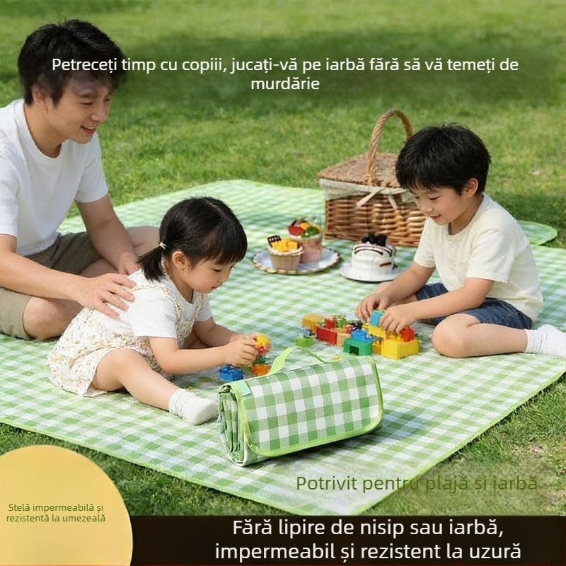 Pătură de picnic impermeabilă, portabilă pentru exterior - iarbă, plajă, camping