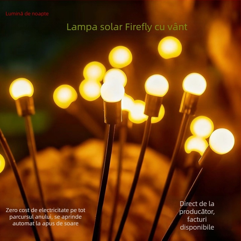 Lampă solară în formă de licurici pentru exterior — IP64, PVC, 3W, autonomie 6-12 ore, decor de grădină rezistent la apă, Brand Luminous Stone