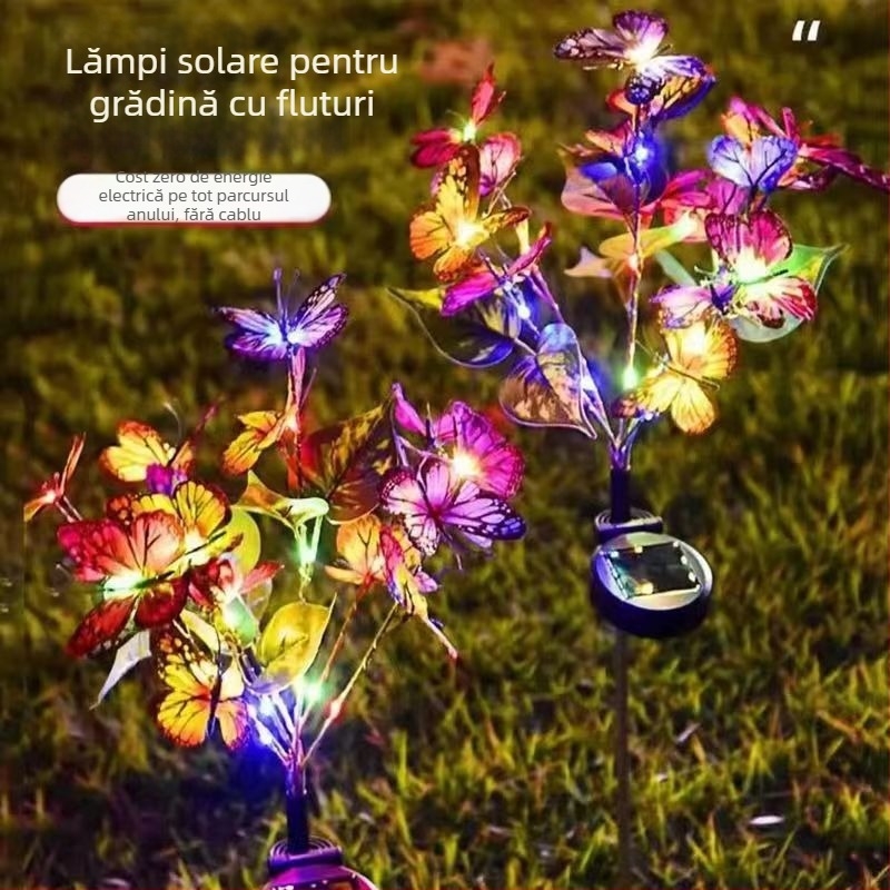 Lumini solare de peisaj cu corp din oțel inoxidabil, lumină LED, prindere în sol pentru exterior, IP55, alimentare solară (modelul 15466, personalizabil)