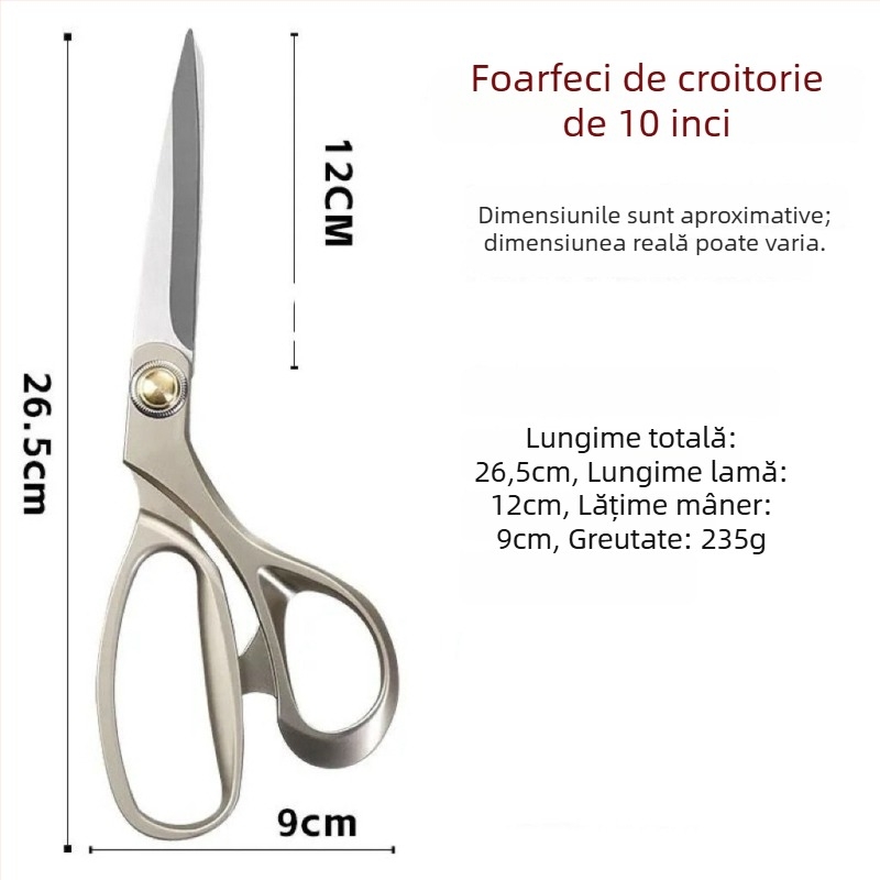 Foarfece croitor din aliaj, pentru tăierea țesăturilor și cusut, oțel inoxidabil, multifuncționale pentru țesături, piele și hârtie