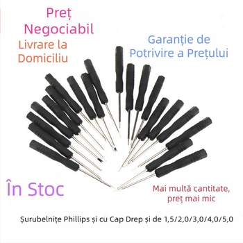 Set mini șurubelnițe cu capete în cruce și plate, negru, unelte demontare telefoane mobile