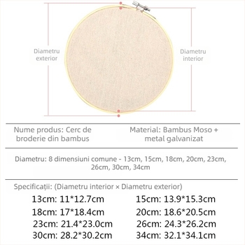 Set de inele de broderie din bambus pentru broderie cu cruce și accesorii pentru broderie manuală