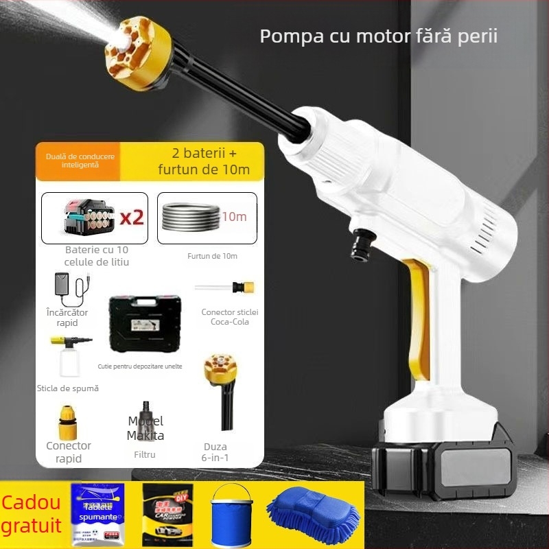 Pistol de apă portabil, reîncărcabil, cu presiune înaltă – kit pentru spălarea mașinii, irigarea fermei și a grădinii