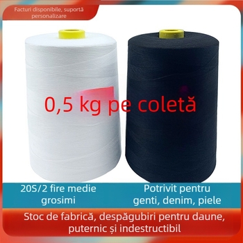 Ață de cusut poliester denim, model 20s/2, grosime medie, pentru mănuși, genți, încălțăminte, pălării, îmbrăcăminte și tapițerie