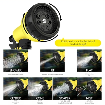 Pistol cu presiune înaltă pentru spălarea mașinii și udarea grădinii, duză de stropire multifuncțională pentru balcon, 16 mm diametru interior, material PVC