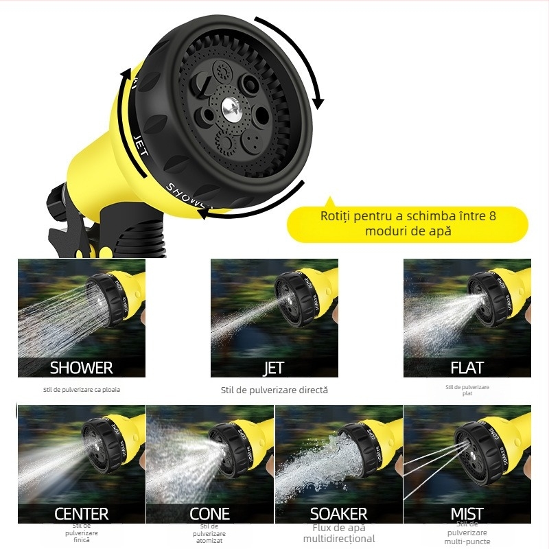 Pistol cu presiune înaltă pentru spălarea mașinii și udarea grădinii, duză de stropire multifuncțională pentru balcon, 16 mm diametru interior, material PVC