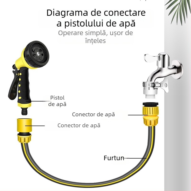 Pistol cu presiune înaltă pentru spălarea mașinii și udarea grădinii, duză de stropire multifuncțională pentru balcon, 16 mm diametru interior, material PVC