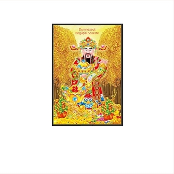 Kit pictură cu diamante, motivul Zeului Prosperității, diamante complete, autoadeziv, DIY pentru sufragerie