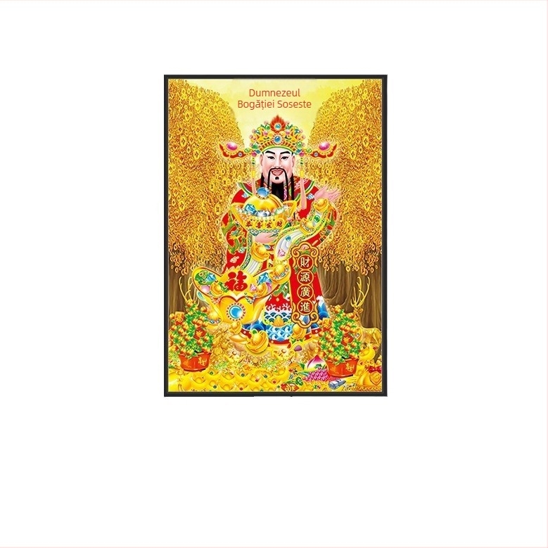 Kit pictură cu diamante, motivul Zeului Prosperității, diamante complete, autoadeziv, DIY pentru sufragerie