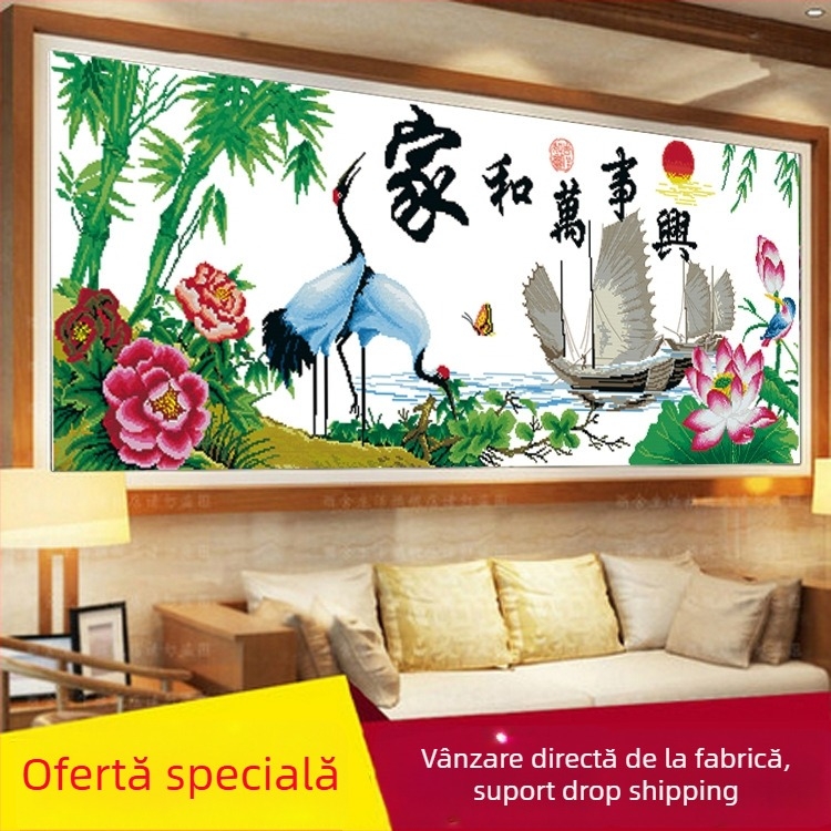 Pictură brodată cu cruci — Mona Lisa, peisaj, pânză 11CT, 45 fire broderie