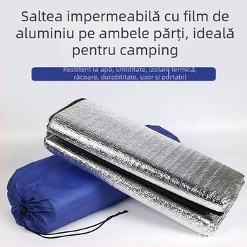 Saltea impermeabilă anti-derapantă pentru camping, folie de aluminiu EVA, țesătură Pearl Cotton, 300 g, Model FCD, Potrivită pentru peste 8 persoane