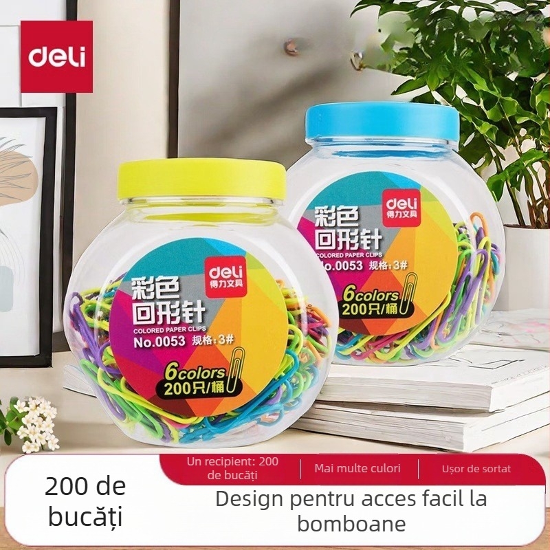 Deli agrafe metalice și cuișoare, ambalate în cutie, papetărie de birou