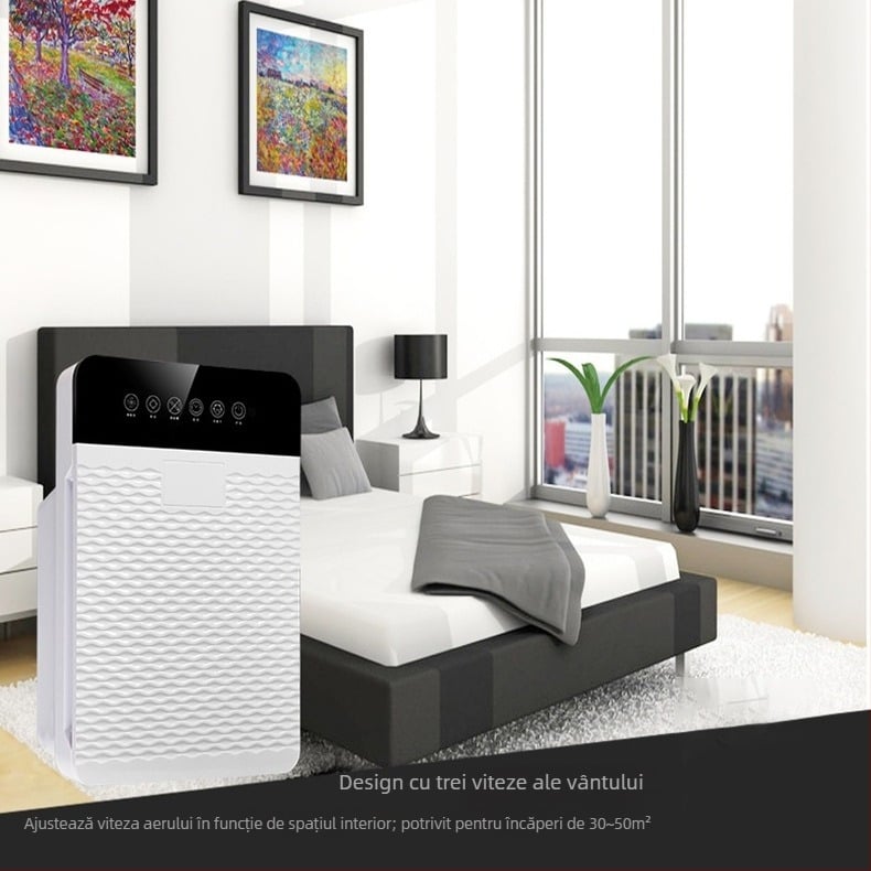 Purificator de aer pentru uz casnic cu ion negativ și dezinfectare UV, filtru compozit, debit de aer 51–150 m³/h, zgomot 36–45 dB, potrivit pentru 31–40 m², telecomandă