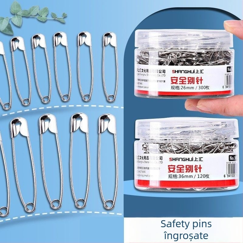 Shanghui ace de siguranță din metal pentru îmbrăcăminte – îngroșate, în stil clasic, clipsuri mari pentru hârtie și ace pentru etichete