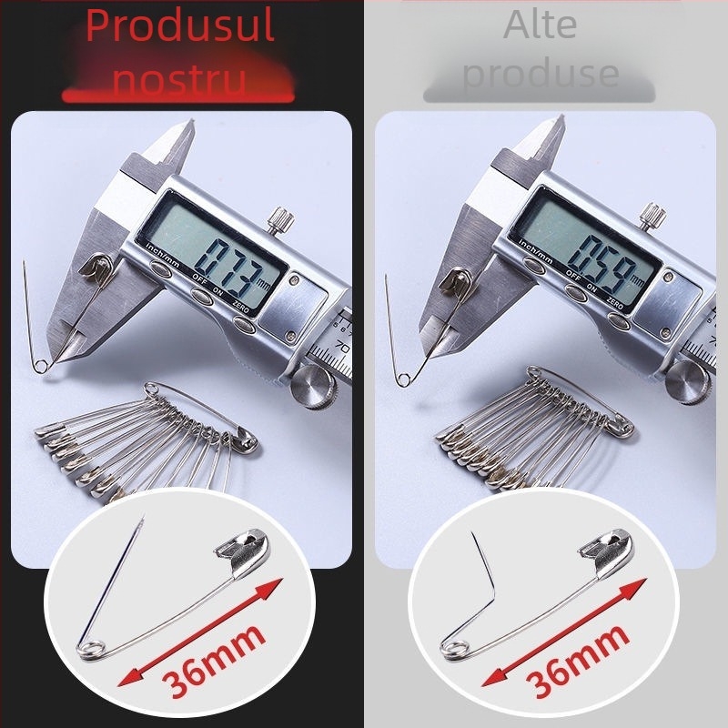 Shanghui ace de siguranță din metal pentru îmbrăcăminte – îngroșate, în stil clasic, clipsuri mari pentru hârtie și ace pentru etichete