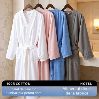 Halat de baie – 100% bumbac, greutate 1000 g, fir simplu, guler din catifea, imprimare logo disponibilă, unisex, destinat hotelurilor