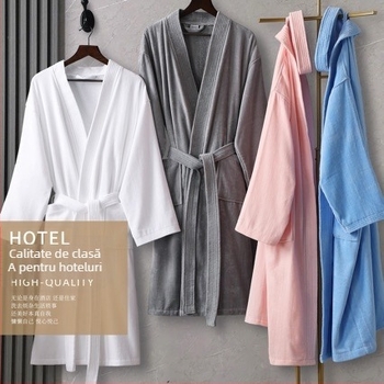 Halat de baie – 100% bumbac, greutate 1000 g, fir simplu, guler din catifea, imprimare logo disponibilă, unisex, destinat hotelurilor