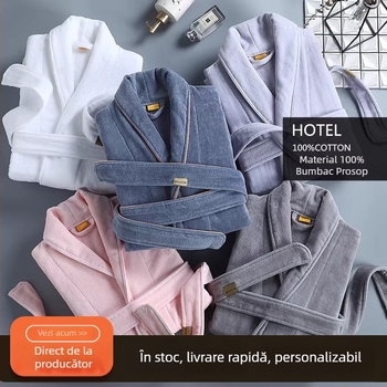 Halat de baie din bumbac 1000 g, bumbac pur, fir simplu, cusătură pe margine, pentru bărbați