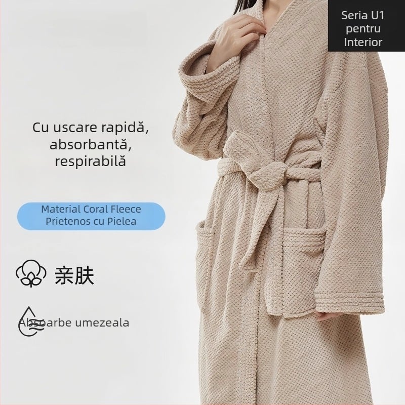 Halat de baie unisex, absorbant, uscare rapidă, prosop de baie purtabil pentru patru sezoane, model 2025
