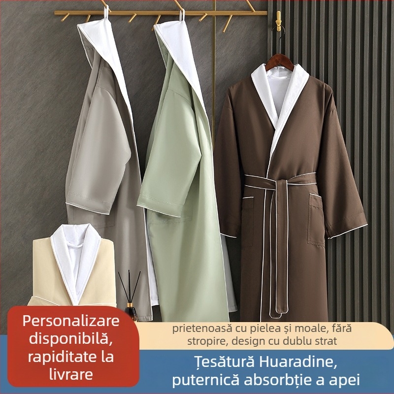 Halat de baie din gabardină, 900 g, cusătură, unisex, pentru hotel
