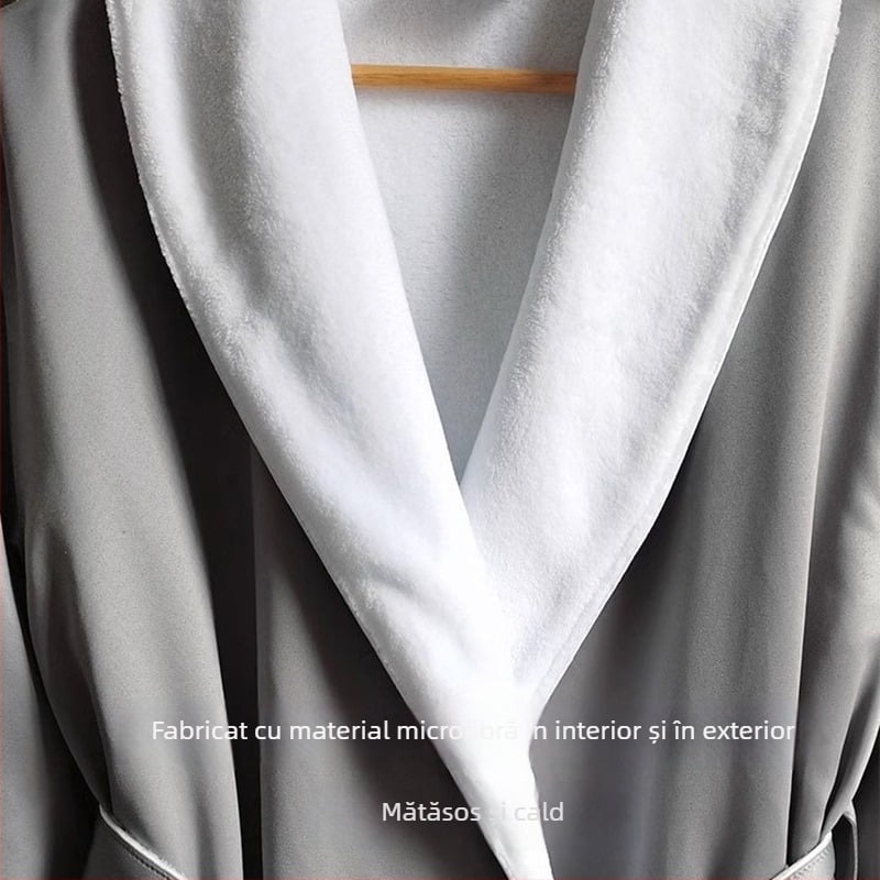 Halat de baie din poliester gros, unisex, stil hotel de lux, broderie pe fir amestecat, 1150 g