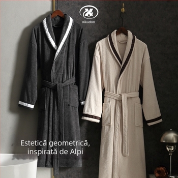 Halat de baie din bumbac pentru hotel, 1300 g, fir simplu, tivire, imprimare logo disponibil