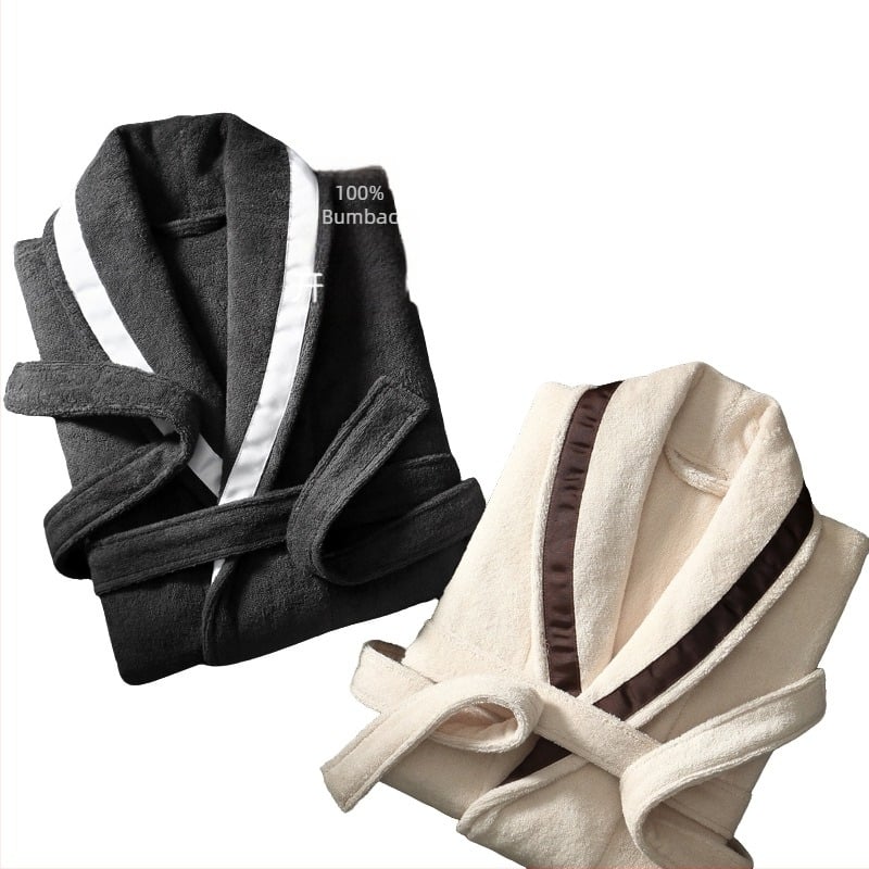 Halat de baie din bumbac pentru hotel, 1300 g, fir simplu, tivire, imprimare logo disponibil