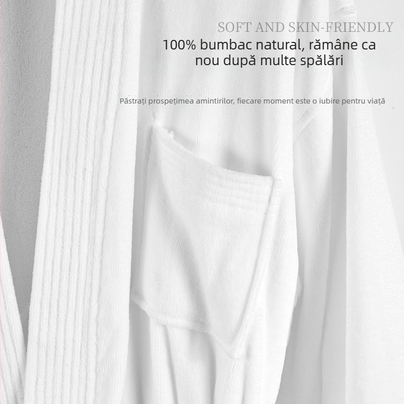 Halat de baie hotelier, bumbac, Cut Velvet, 1200 g, Fire pieptănate, Personalizabil