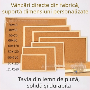 Panou de plută cu ramă din lemn, față simplă și față dublă, panou de afișaj modern minimalist pentru casă și grădiniță