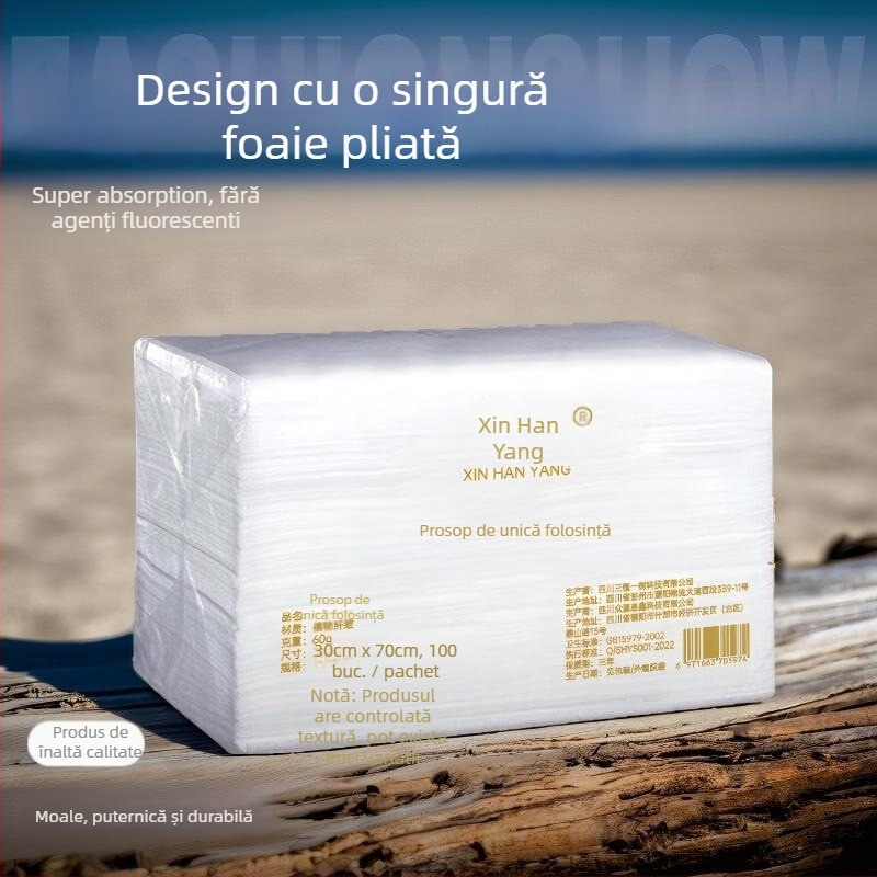 Prosoape de unică folosință pentru saloane de înfrumusețare, fibre de bambus, 60 g, 100 buc, fără scame