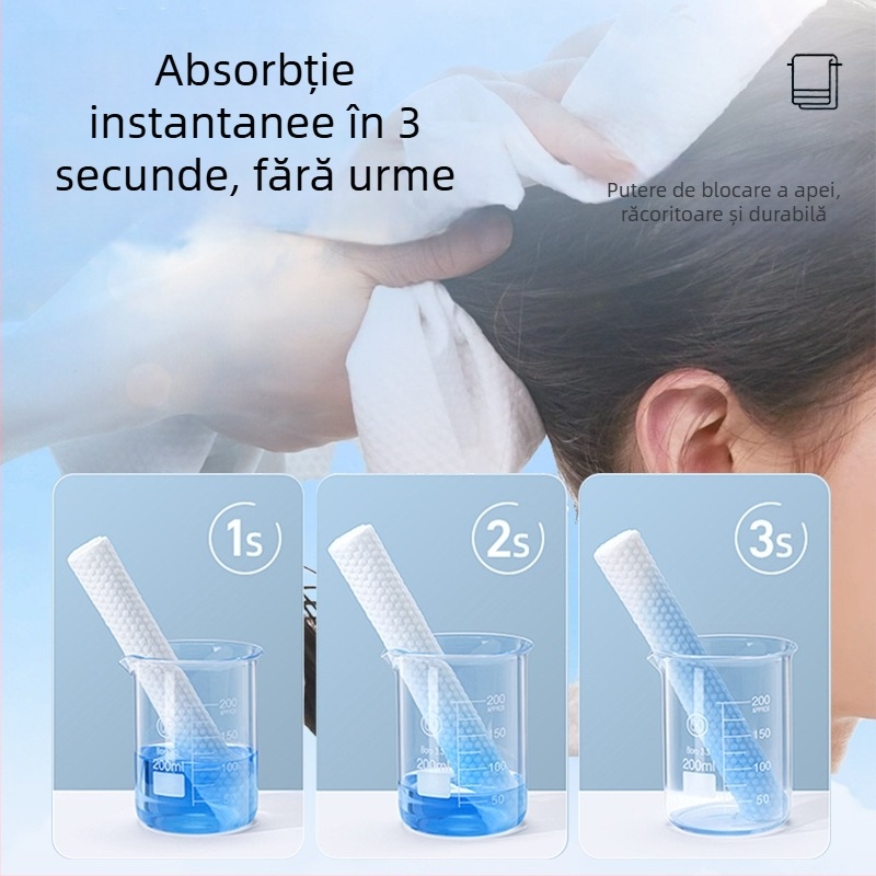 Prosoape de unică folosință pentru frizerii și saloane de înfrumusețare — Material: fibre din celuloză regenerată; Ingrediente principale: fibre din pulpă de lemn; Absorbție de apă: 0–5 s; Țesătură simplă