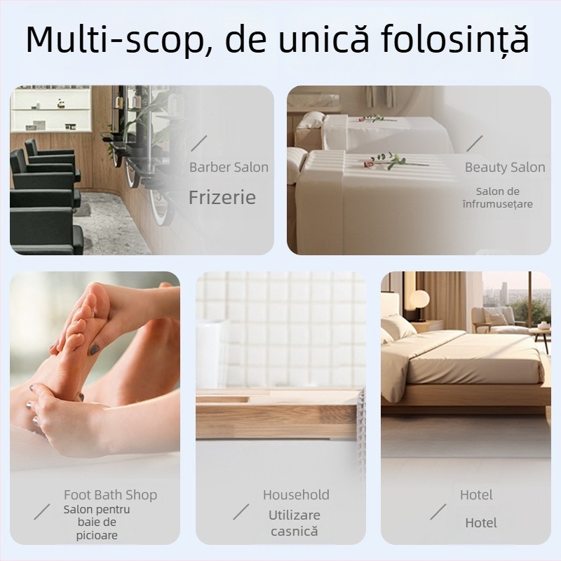 Prosoape de păr de unică folosință pentru saloane de înfrumusețare, fibre regenerat de celuloză, fibre de pulpă de lemn, absorbție 0-5 s, țesătură cu împletire simplă, procesare personalizată