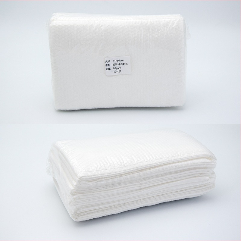 Prosop de păr de unică folosință cu turban pentru salon | Material: fibre de viscoză; Absorbție: 0–5 s; Conținut pachet: 10 prosoape pentru păr, 3 prosoape de baie, 1 șervet pentru picioare