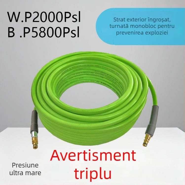 Furtun de curățare cu presiune înaltă, conductă de ieșire protejată împotriva exploziei, pistol de apă casnic moale, material PVC/PE, greutate 3 kg