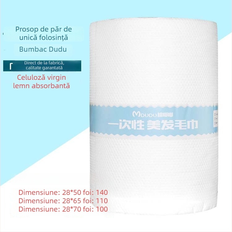 Rolă de prosoape de păr de unică folosință, îngroșat, 140 de foi, pulpă de lemn virgin, absorbție rapidă