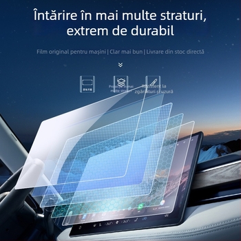 Protecție ecran din sticlă securizată pentru afișajul de navigație și clusterul de bord auto — formare dintr-o singură bucată, antiamprentare, compatibilitate universală.