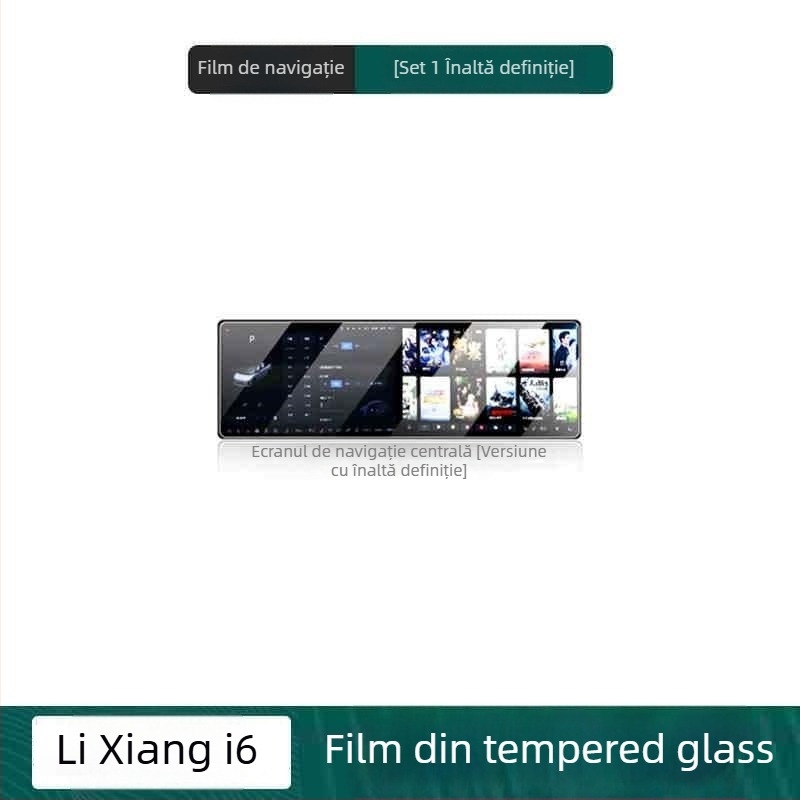 Protecție ecran din sticlă securizată pentru afișajul de navigație și clusterul de bord auto — formare dintr-o singură bucată, antiamprentare, compatibilitate universală.