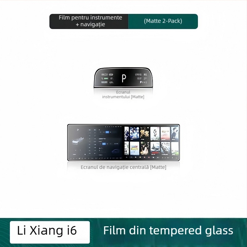 Protecție ecran din sticlă securizată pentru afișajul de navigație și clusterul de bord auto — formare dintr-o singură bucată, antiamprentare, compatibilitate universală.