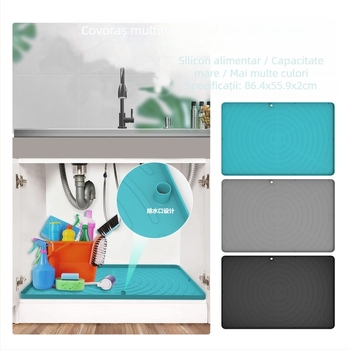 Covoraș din silicon pentru sub chiuvetă și dulap, antialunecare, rezistent la umezeală, pătrat