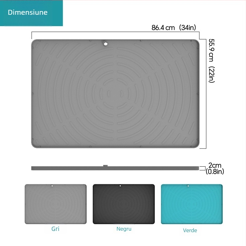 Covoraș din silicon pentru sub chiuvetă și dulap, antialunecare, rezistent la umezeală, pătrat